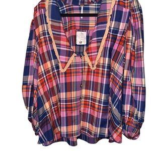 Free People Plaid Button-Up
